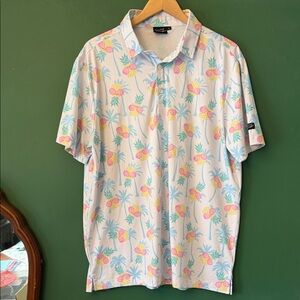 Sunday Swagger Pineapple Palm Mens XL Golf Polo Sunshine Summer Performance